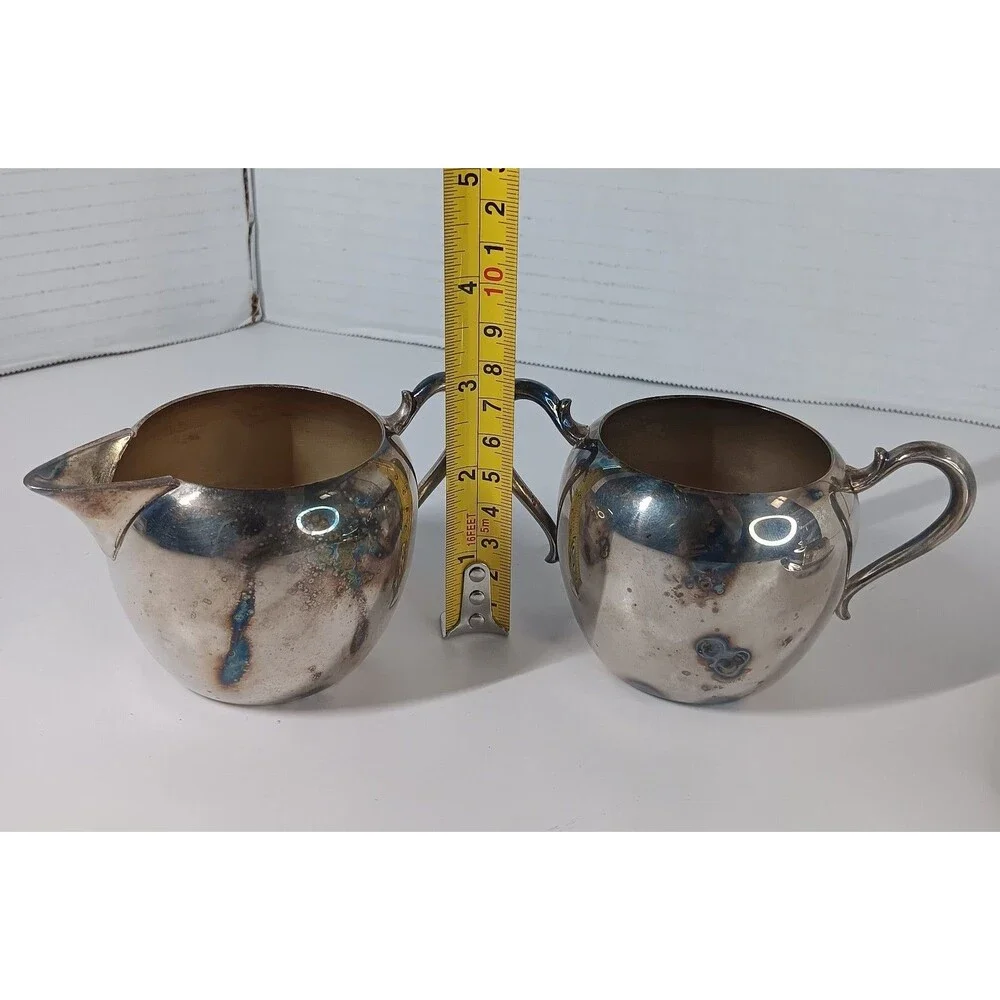 Wallace Silverplate Lot Creamer Sugar Bowl Butter Tray Dish With Glass Insert